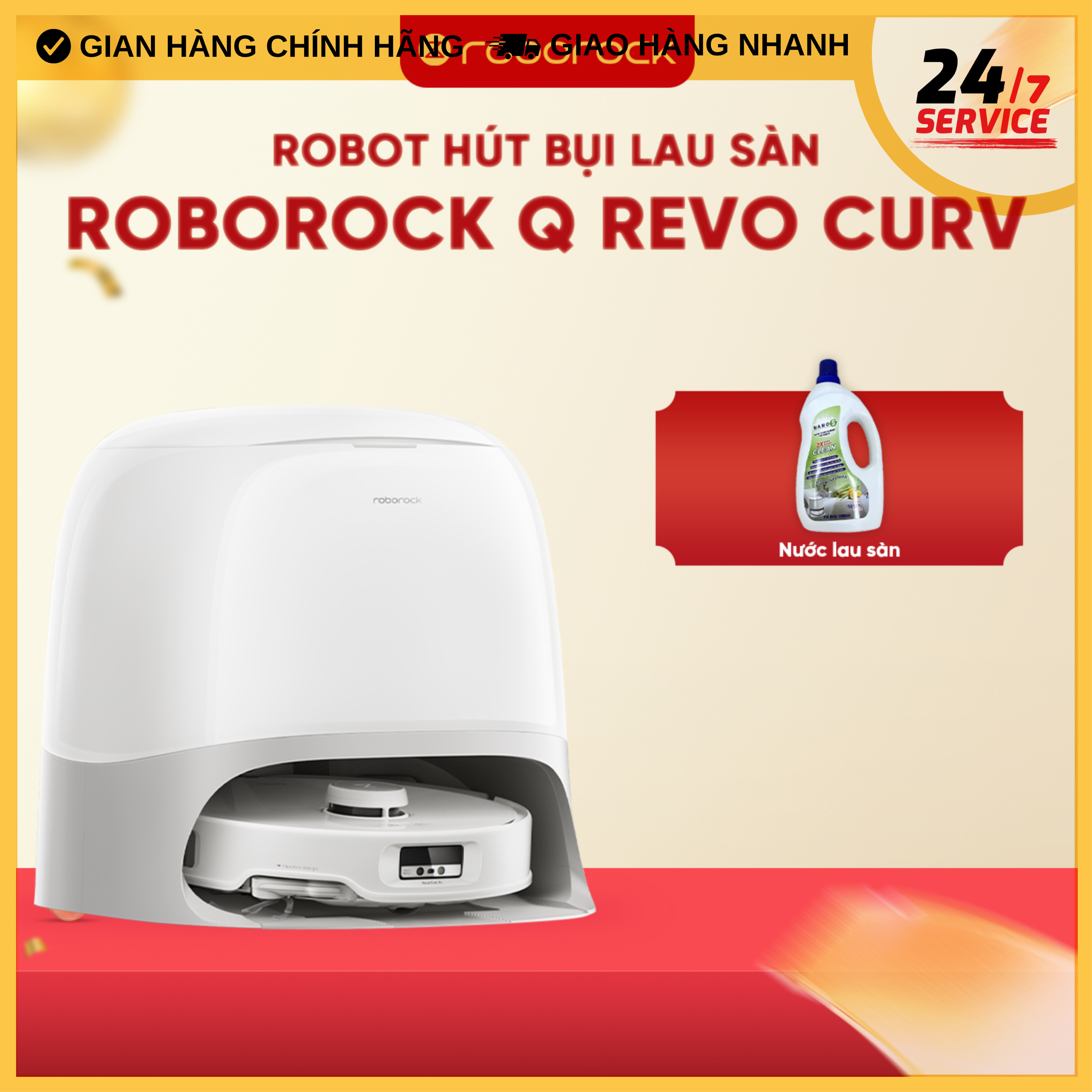 Robot hút bụi lau nhà Roborock Q Revo Curv – Hàng Chính Hãng