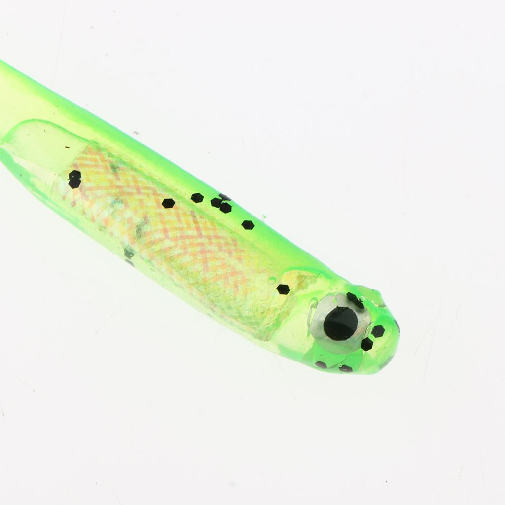 5Pcs Soft Fishing Lures Shad Baits T Tail Swimbait 3D Lifelike Eyes Artificial Bait with Shining Sequins