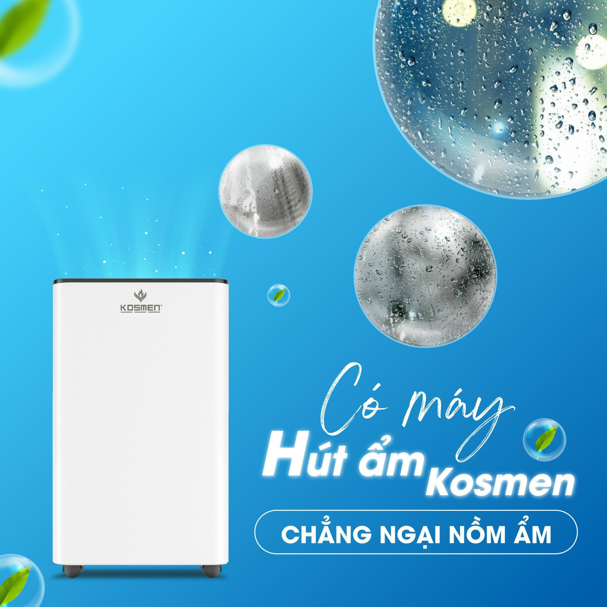 Máy hút ẩm đa năng Kosmen KM60S Phòng 110m2, Đa năng: Lọc không khí, Sấy quần áo, Sưởi phòng - Hàng chính hãng