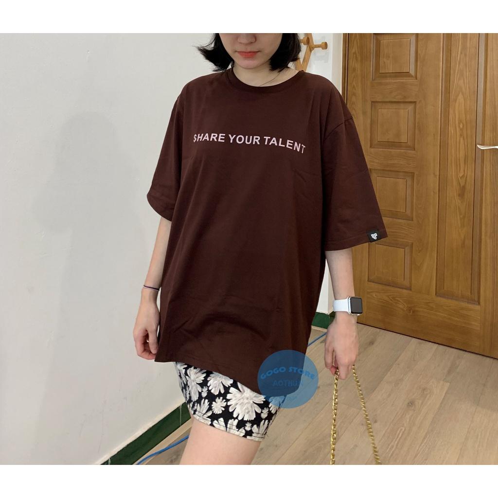 Áo thun nâu đất unisex in chữ-freesize nam nữ (MS 18)