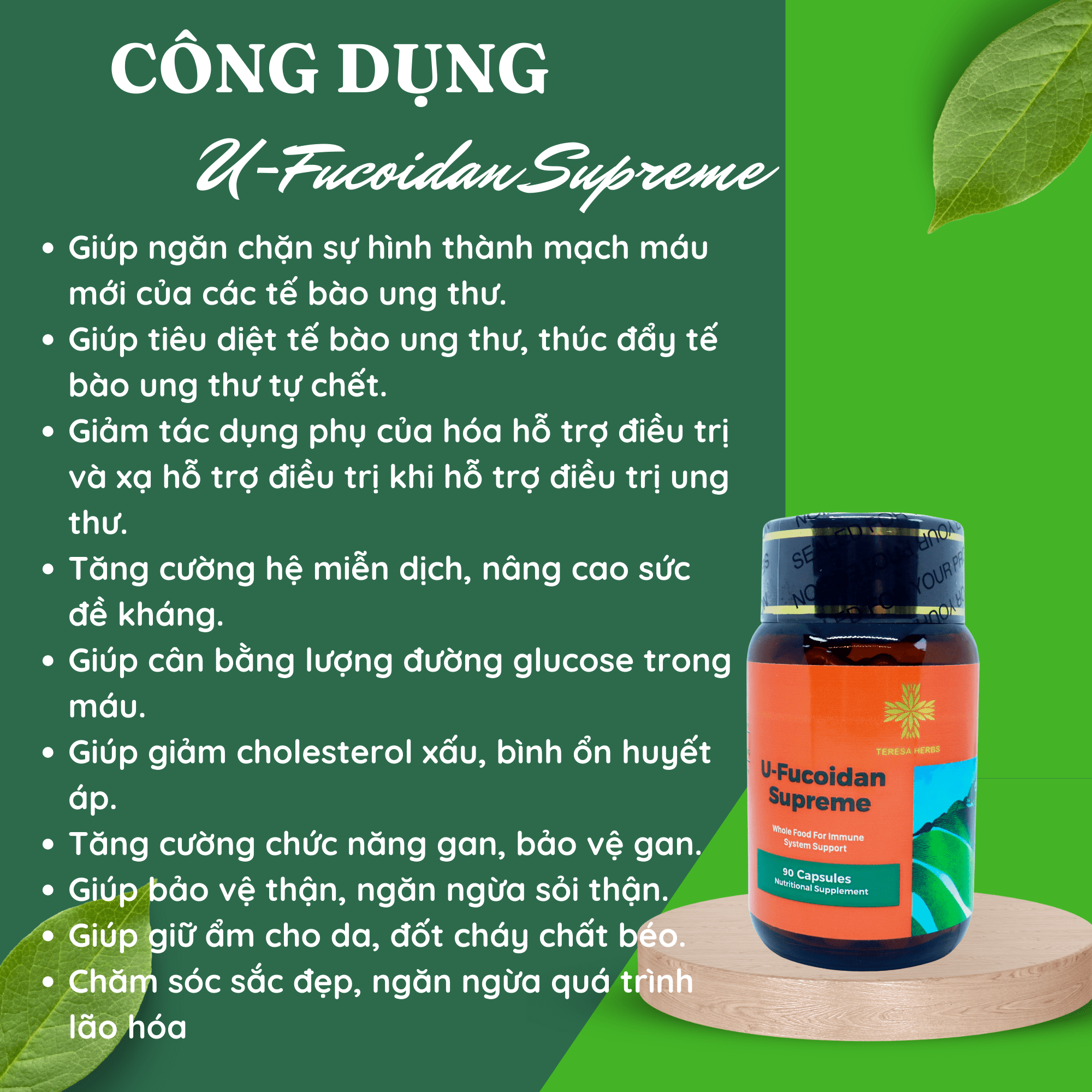 Fucoidan cao cấp Phòng và Hỗ trợ điều trị ung thư, Tăng hệ miễn dịch, tăng đề kháng Made in USA - Hộp 90 viên nang