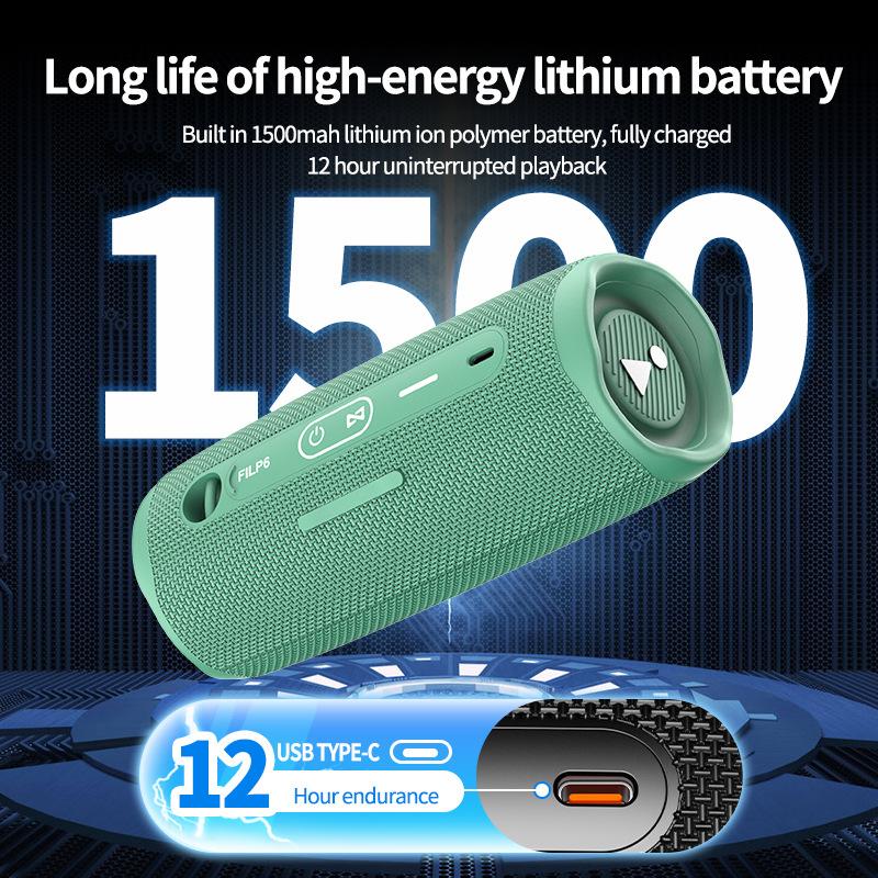 Flip6 Wireless Bluetooth Phiên bản 5.1 Loa âm thanh di động Thẻ đa chức năng Thẻ ngoài trời TWS Bluetooth Audio Subwofer Stereo Color: Red