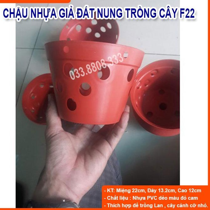 10 Chậu Nhựa Trồng Lan Giả Đất Nung Phi22- Chậu Có Lỗ Thoát Nước