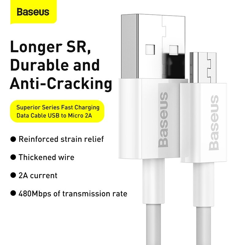 Cáp Sạc Micro USB Superior Series Fast Charging Data Cable USB to Micro ( 2A, 480Mbps) - Hàng Chính Hãng Baseus