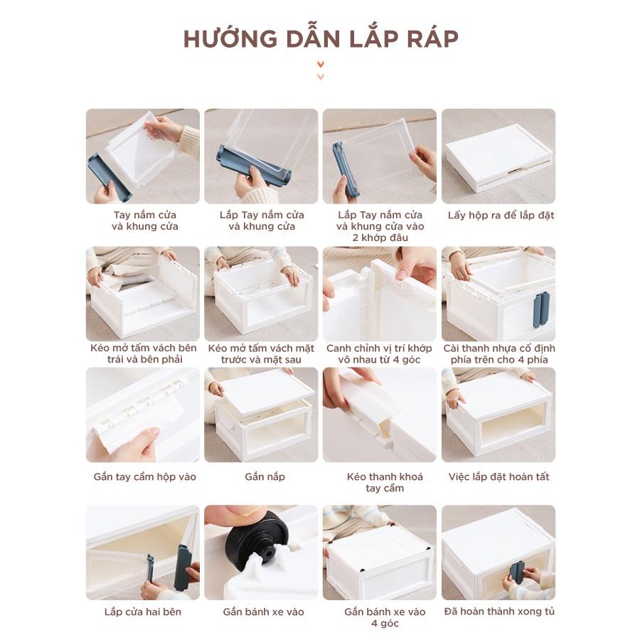 Tủ nhựa đựng đồ bảo quản quần áo - đồ chơi trẻ em - sách vở có cánh cửa - 40L và 56L - dễ dàng xếp chồng lên nhau