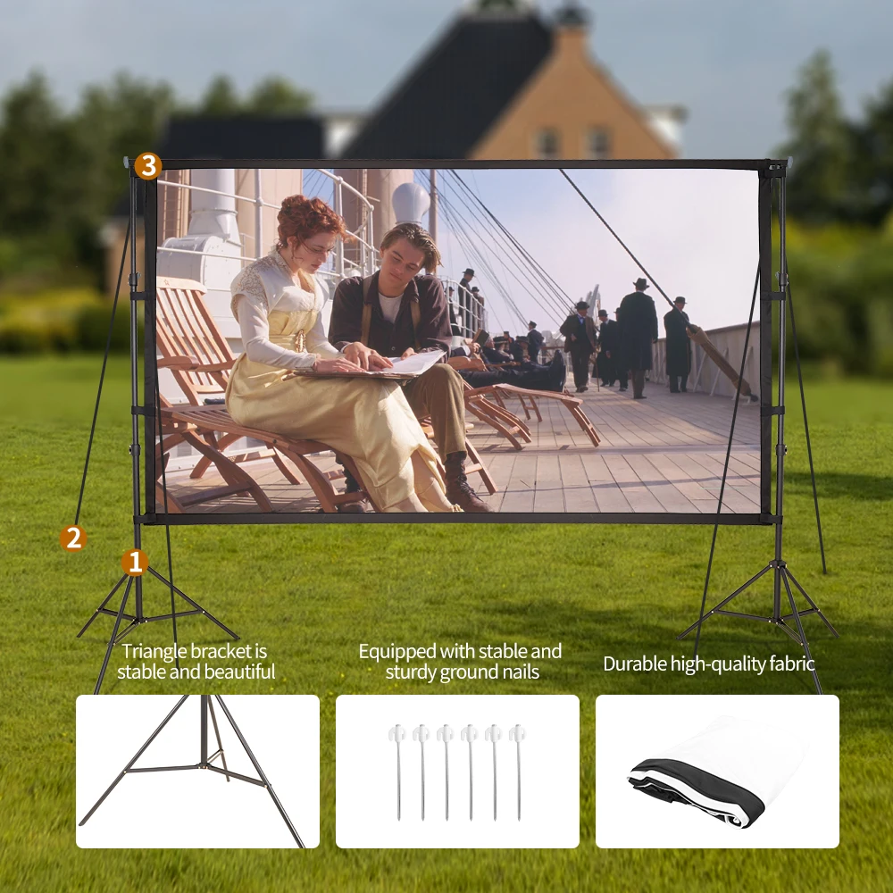 Màn Chiếu Khung Di Động 2 Chân Tripod Apollo 100-120 Inch, Tỷ Lệ 16:9 - Gấp Gọn, Trình chiếu ngoài trời - Hàng nhập khẩu