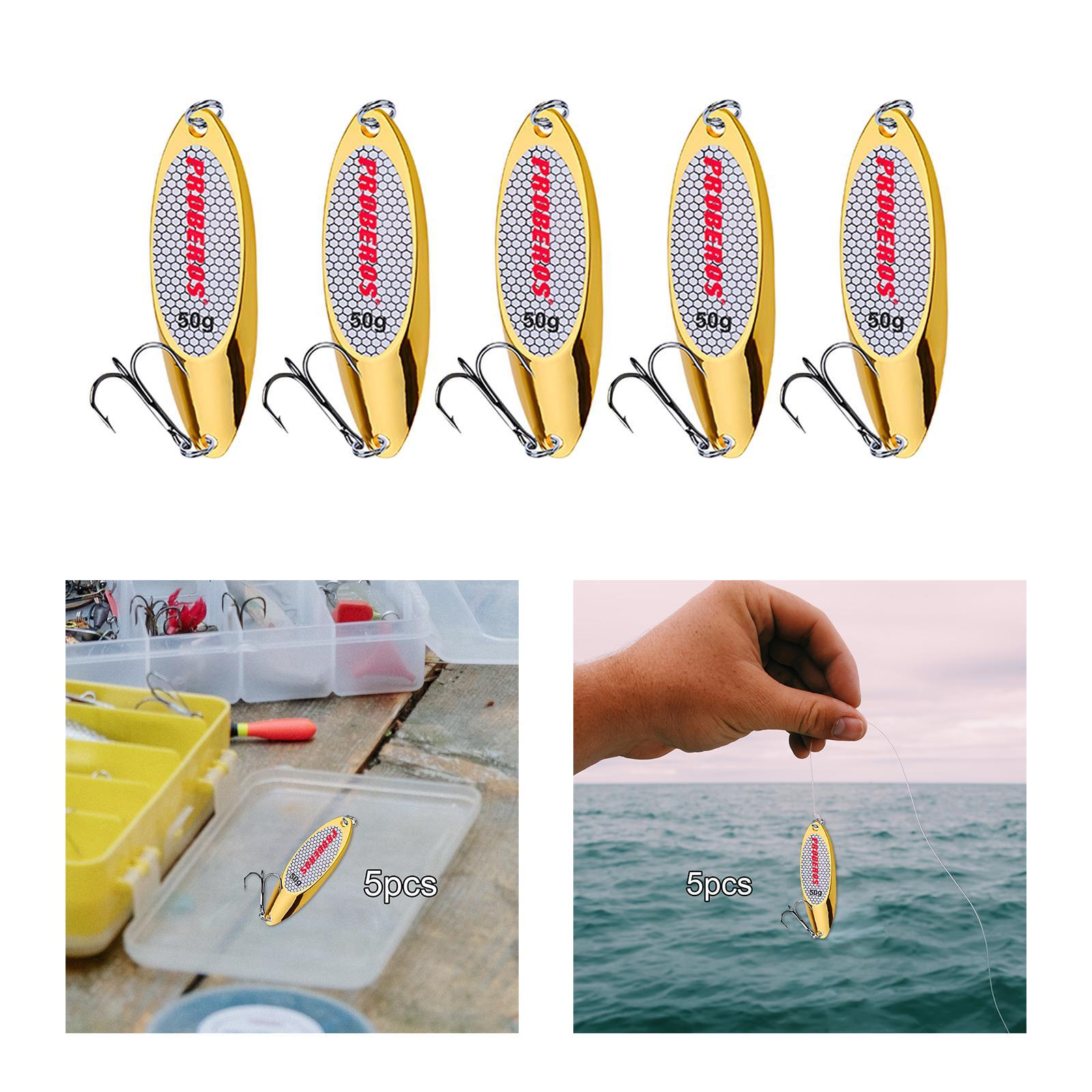 5x Fishing Spoons Long Casting Hard Freshwater Saltwater Metal Fishing Lures
