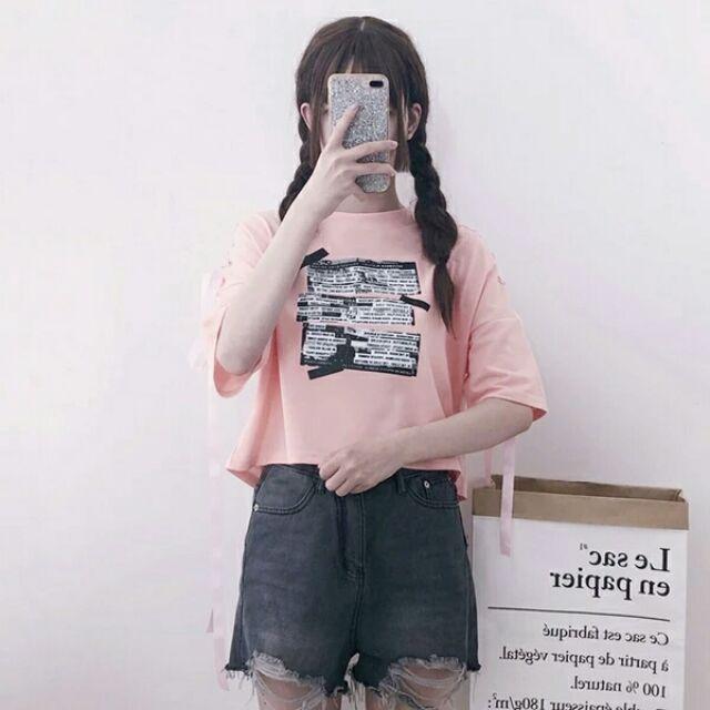 Áo teen nữ buộc nơ ,áo kiểu uzzlang, áo nữ Hàn Quốc
