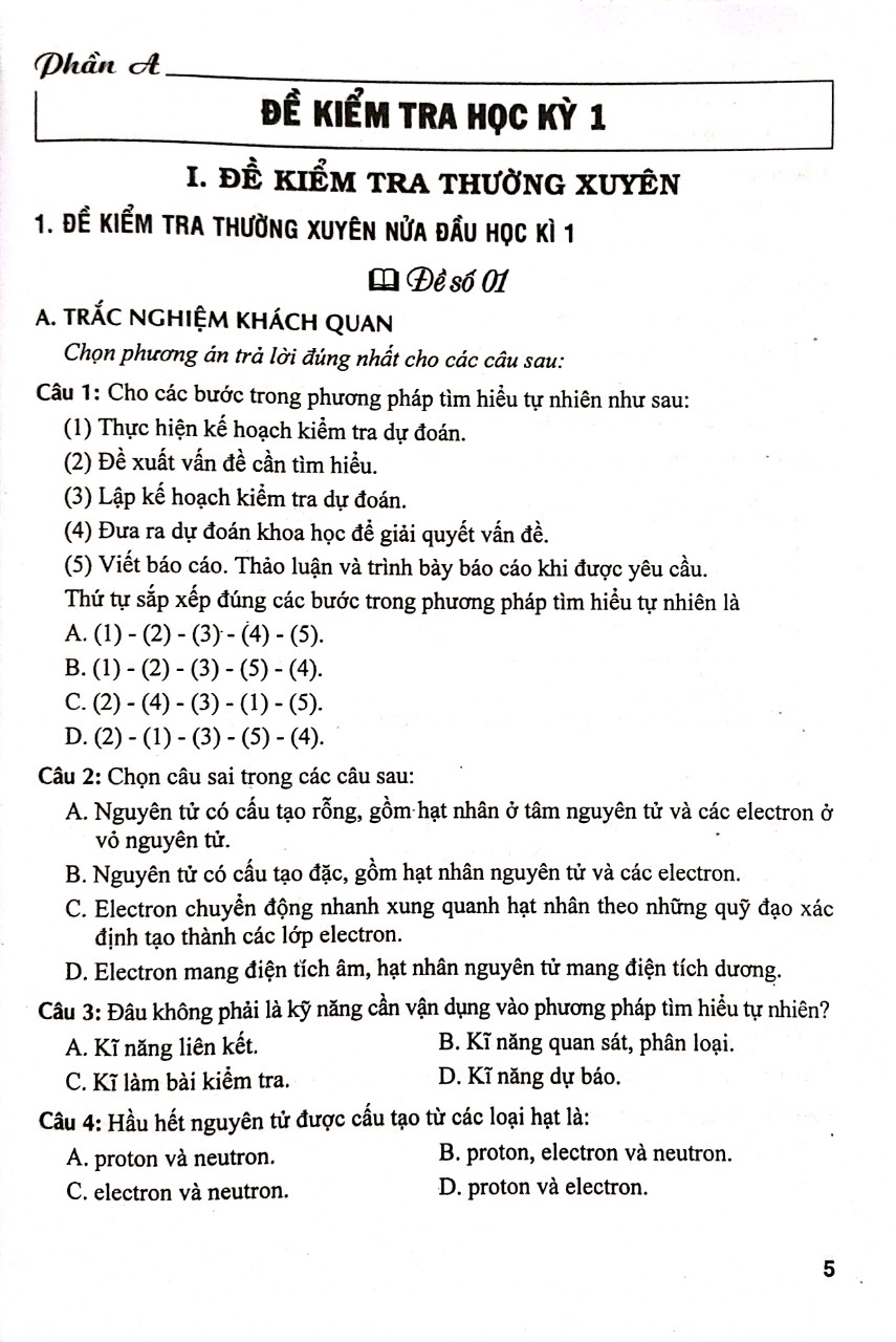 Đề Kiểm Tra Khoa Học tự Nhiên Lớp 7( Dùng kèm SGK Kết Nối Tri Thức Với Cuộc Sống )