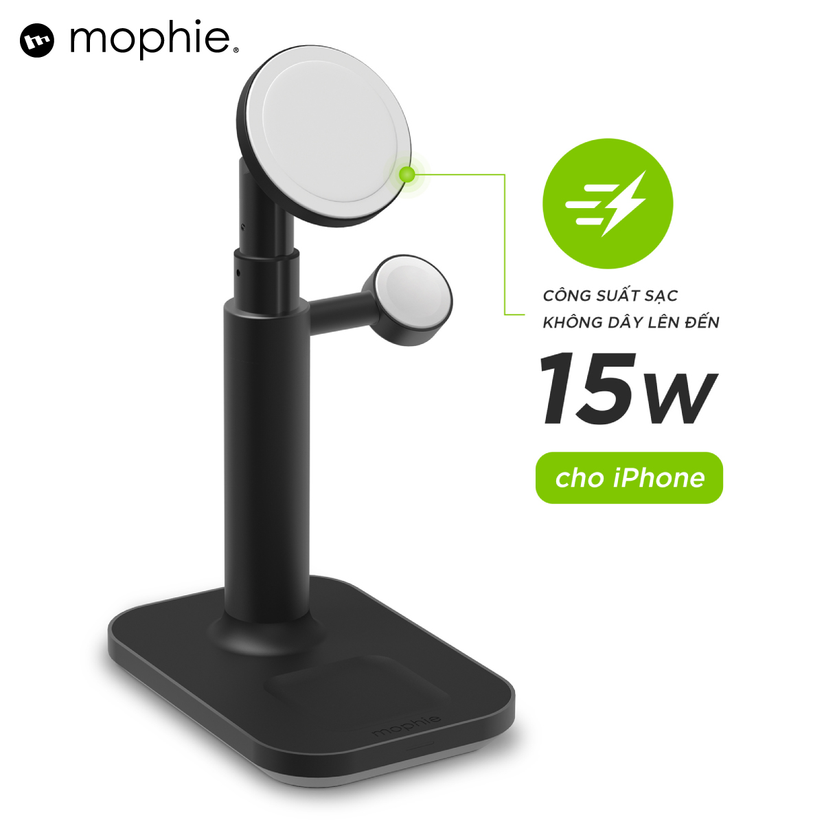 Đế sạc đa năng Mophie 3in1 extendable, sạc nhanh 3 thiết bị, BH 2 năm 1 đổi 1 - Hàng chính hãng