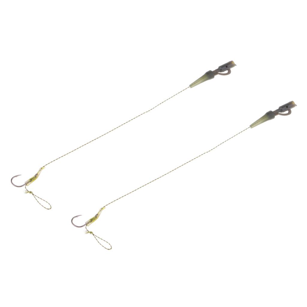 2pcs Braided Line Carp Fishing Hair Rigs Heavy Dury Clips Tackle Barbed Hooks High Carbon Steel Durable to use