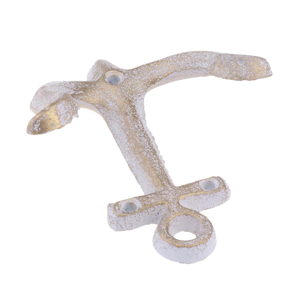 4x Wall Hook Heavy Duty Rack Hanger White Wall Mounted Vintage Anchor Shape