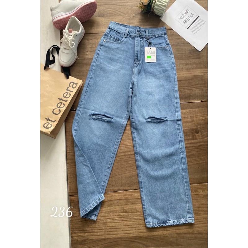 Quần Baggy JEANS cạp cao ống suông