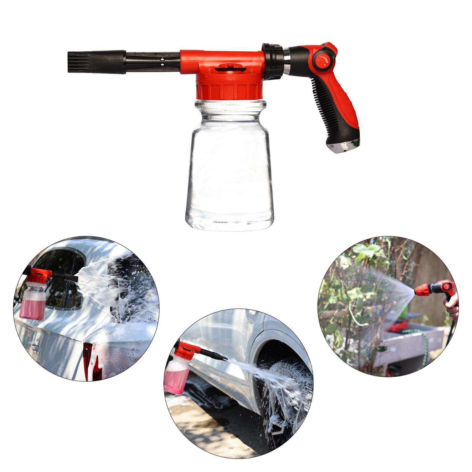 Car Wash Foam Gun with 1L White Bottle Spray Nozzle Connector Foam Sprayer for Home, Garden, Car Washing