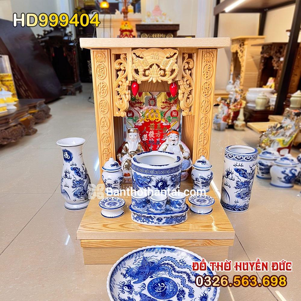 Bàn Thờ Thần Tài Mái Bằng Màu Vàng Đồ Thờ Xanh Rồng
