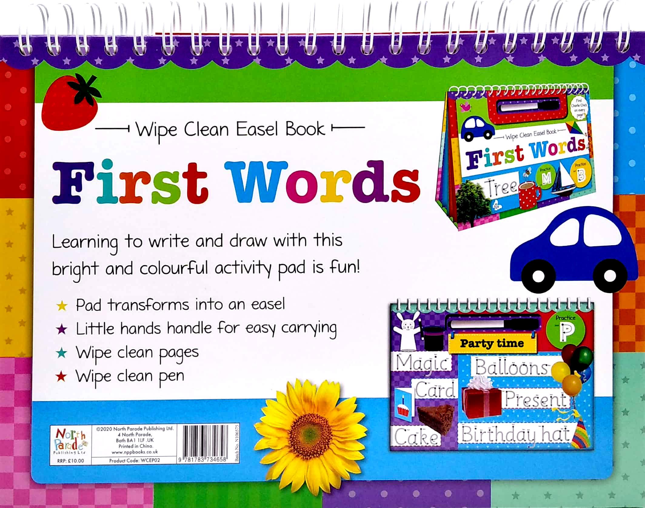 Wipe Clean Easel Book With Pen - First Words