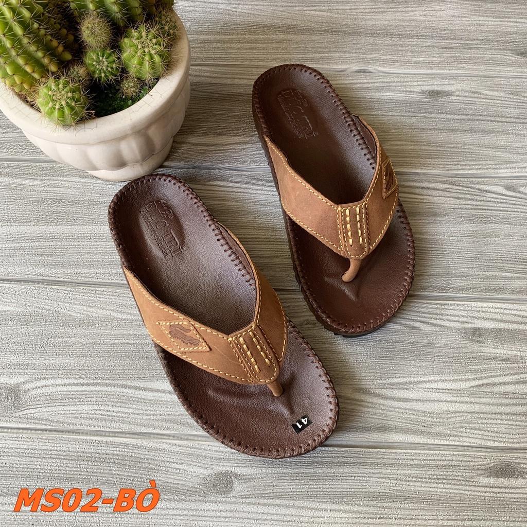 Dép xỏ ngón nam da bò cao cấp, dép nam trung niên DT02