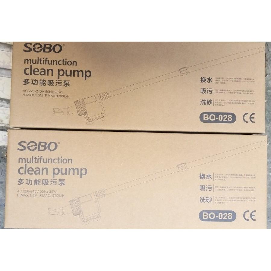 Máy hút cặn, vệ sinh hồ cá SOBO BO - 028 công suất 28W chuyên dành cho hồ cá rồng, cá cảnh