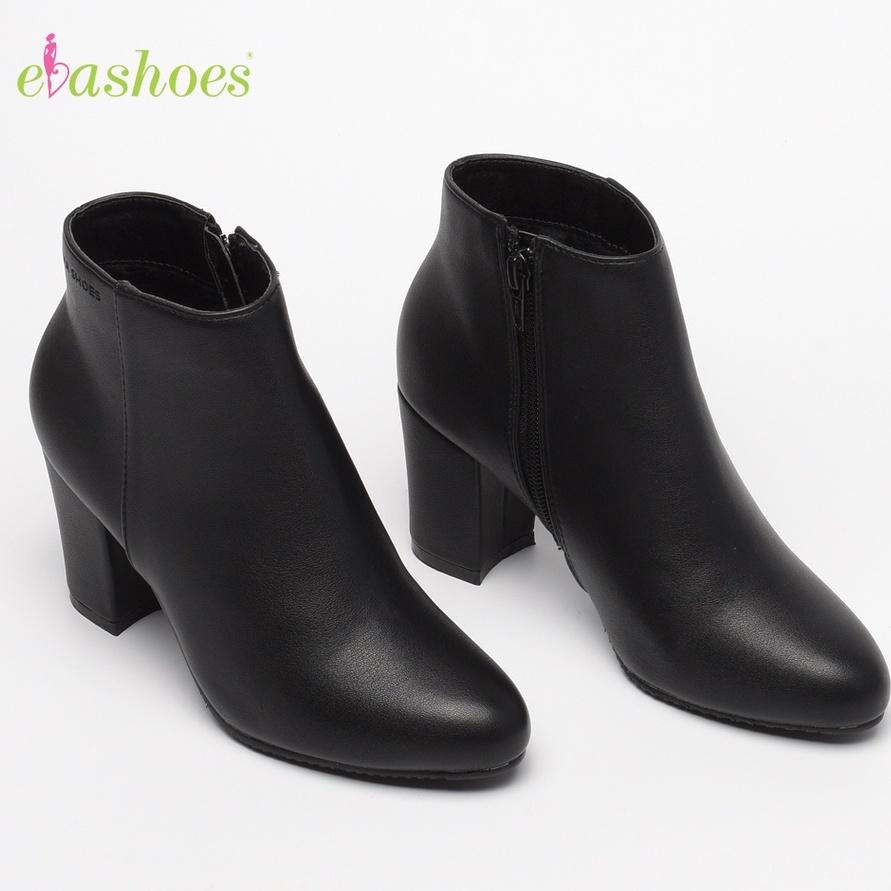 Boot gót vuông mũi tròn da cao cấp 5cm Evashoes 113