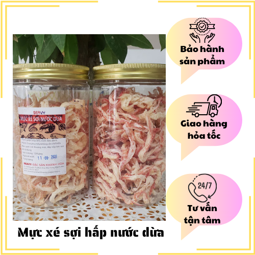 Đặc Sản Nha Trang-Mực Xé Sợi Hấp Nước Dừa Thơm Dai Seavy Hộp 200g