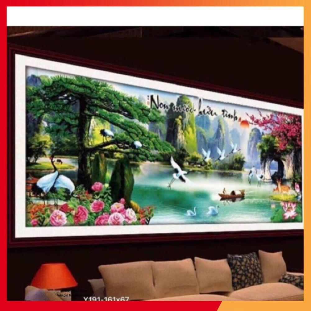 Tranh thêu chữ thập non nước hữu tình (215x90cm)