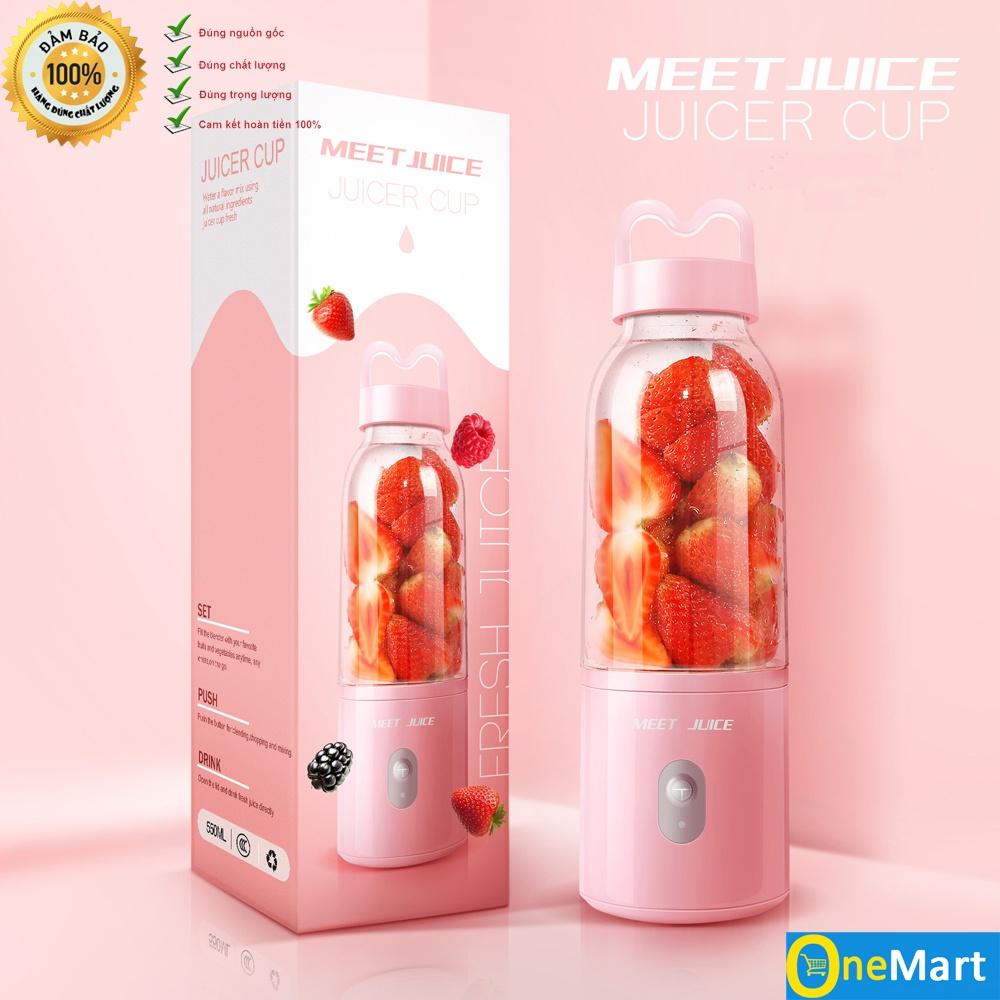 Máy xay sinh tố mini cầm tay MEET JUICE, 4 lưỡi dao làm bằng inox 304, công suất 150W, 22000 vòng/phút, dung tích 500ml