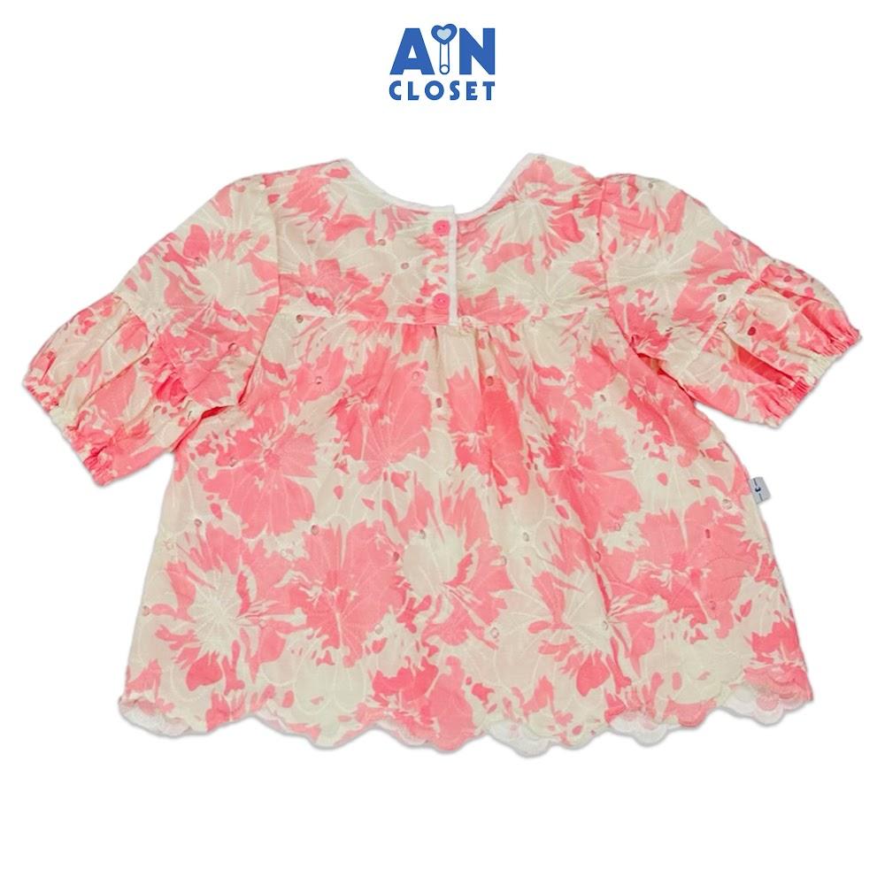 Áo Sơ mi Trắng Ngắn tay bé gái họa tiết Hoa Hồng Cotton Thêu - AICDBGSMPITL - AIN Closet