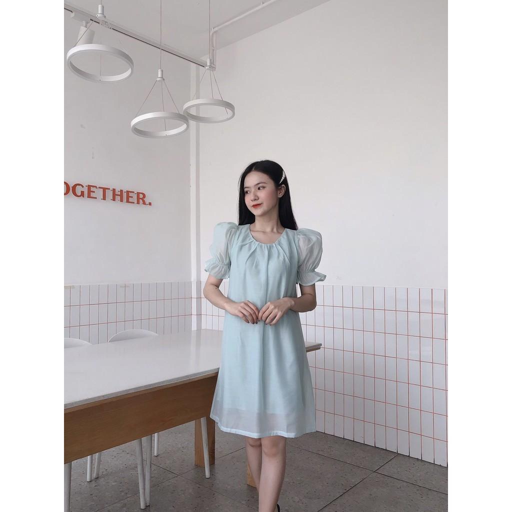 ĐẦM VOAN 2 LỚP 4 MÀU DÁNG BABYDOLL TAY LỠ BO THUN-hình thật shop chụp