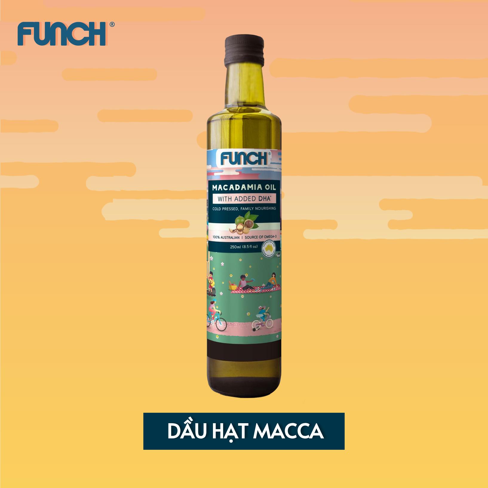 Dầu Hạt Macca Ép Lạnh FUNCH Từ Úc Bổ Sung DHA Omega 3 Cho Bé Ăn Dặm 6 Tháng Tuổi Chai 250ml