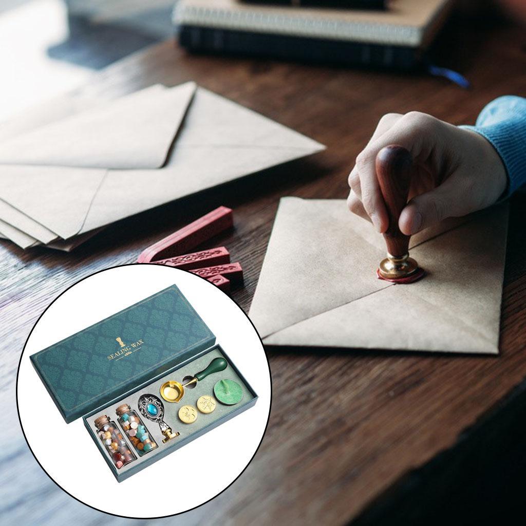 2x Retro Sealing Wax Set with Gift Box for Wedding Invitation Letter Card
