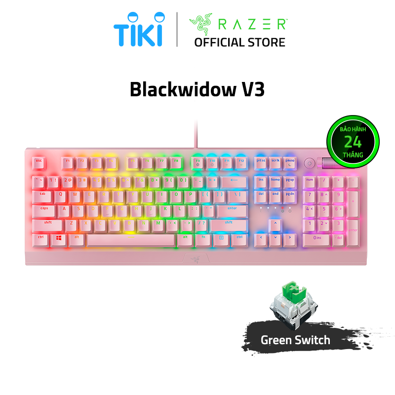 Bàn phím Razer Blackwidow V3-Green Switch-Hồng(Quartz)_RZ03-03541800-R3M1- HÀNG CHÍNH HÃNG