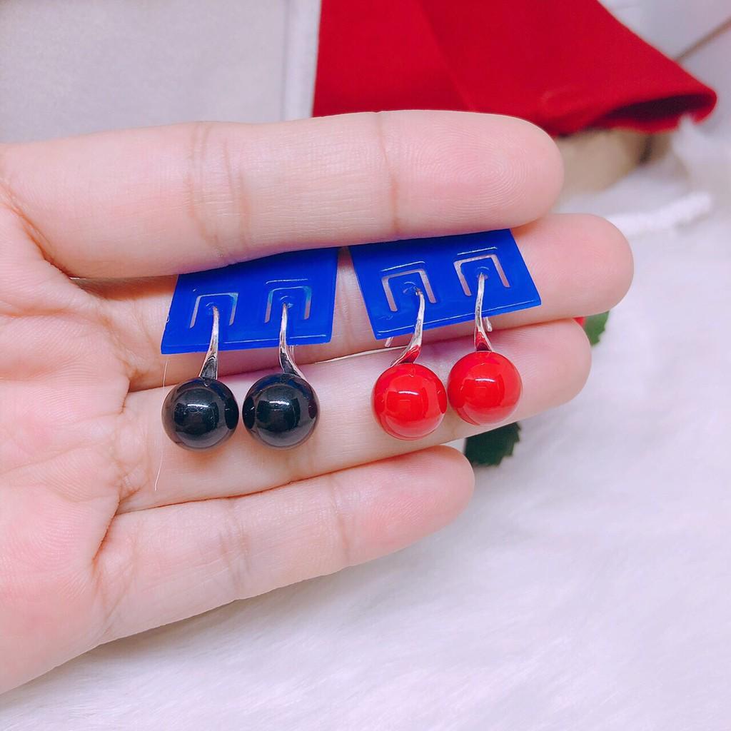 BÔNG TAI MÓC CÂU HẠT ĐỎ - ĐEN