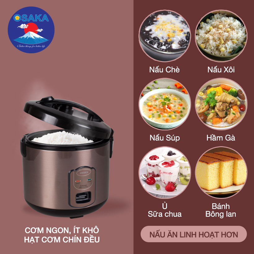 Nồi cơm điện Osaka RC-118T dung tích 1.8 lít - Hàng chính hãng