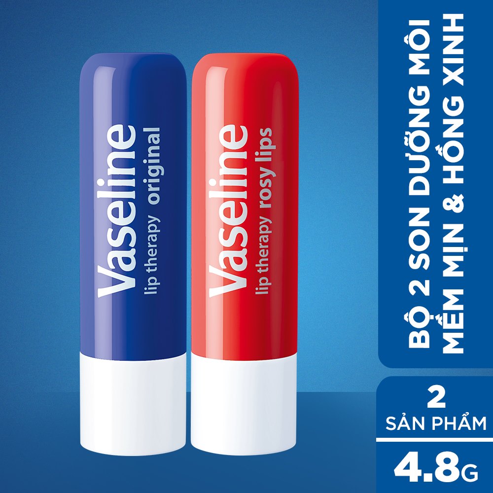 Bộ 2 son dưỡng môi Vaseline dạng thỏi 4.8g: Mềm Mịn và Hồng Xinh