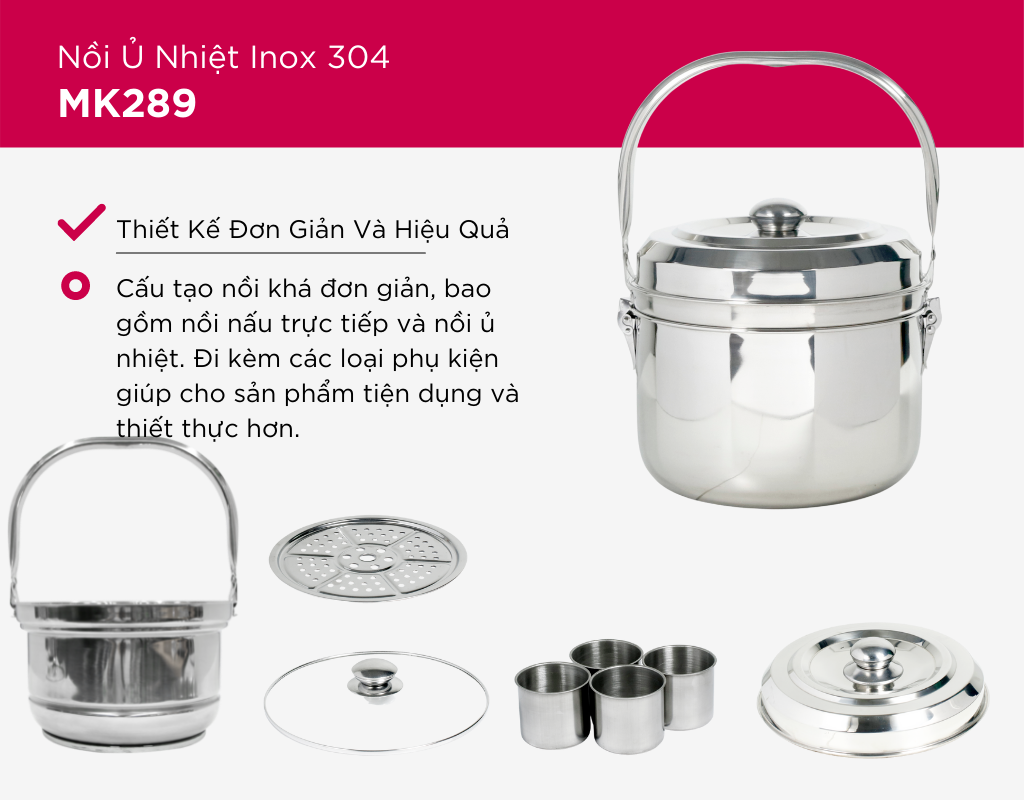 Nồi ủ nhiệt inox 304 Mishio MK289 - Hàng chính hãng