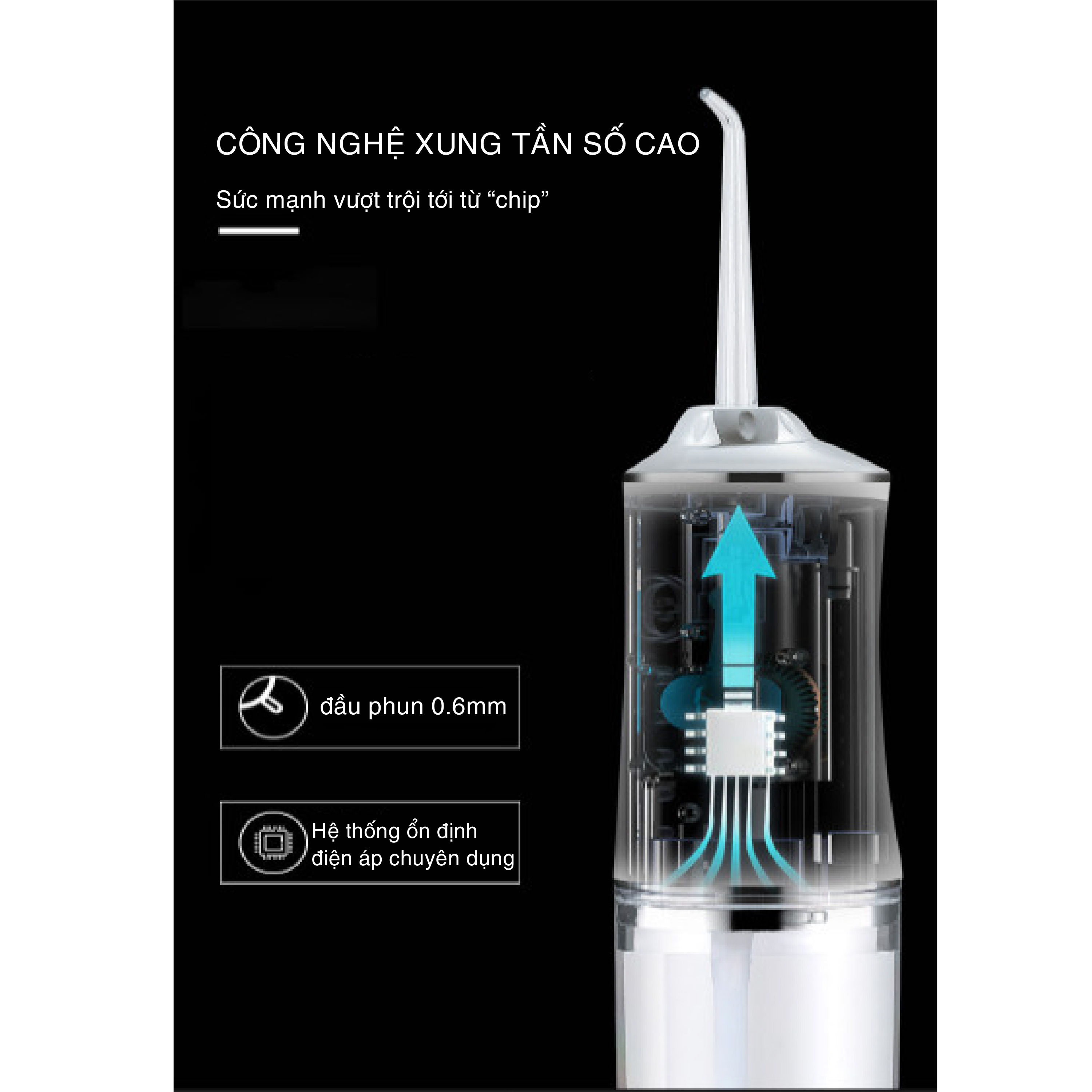 Tăm Nước Cầm Tay vệ sinh răng miệng cực sạch công nghệ Châu Âu, hạn chế tối đa các bệnh răng miệng DRU - Hàng Chính Hãng