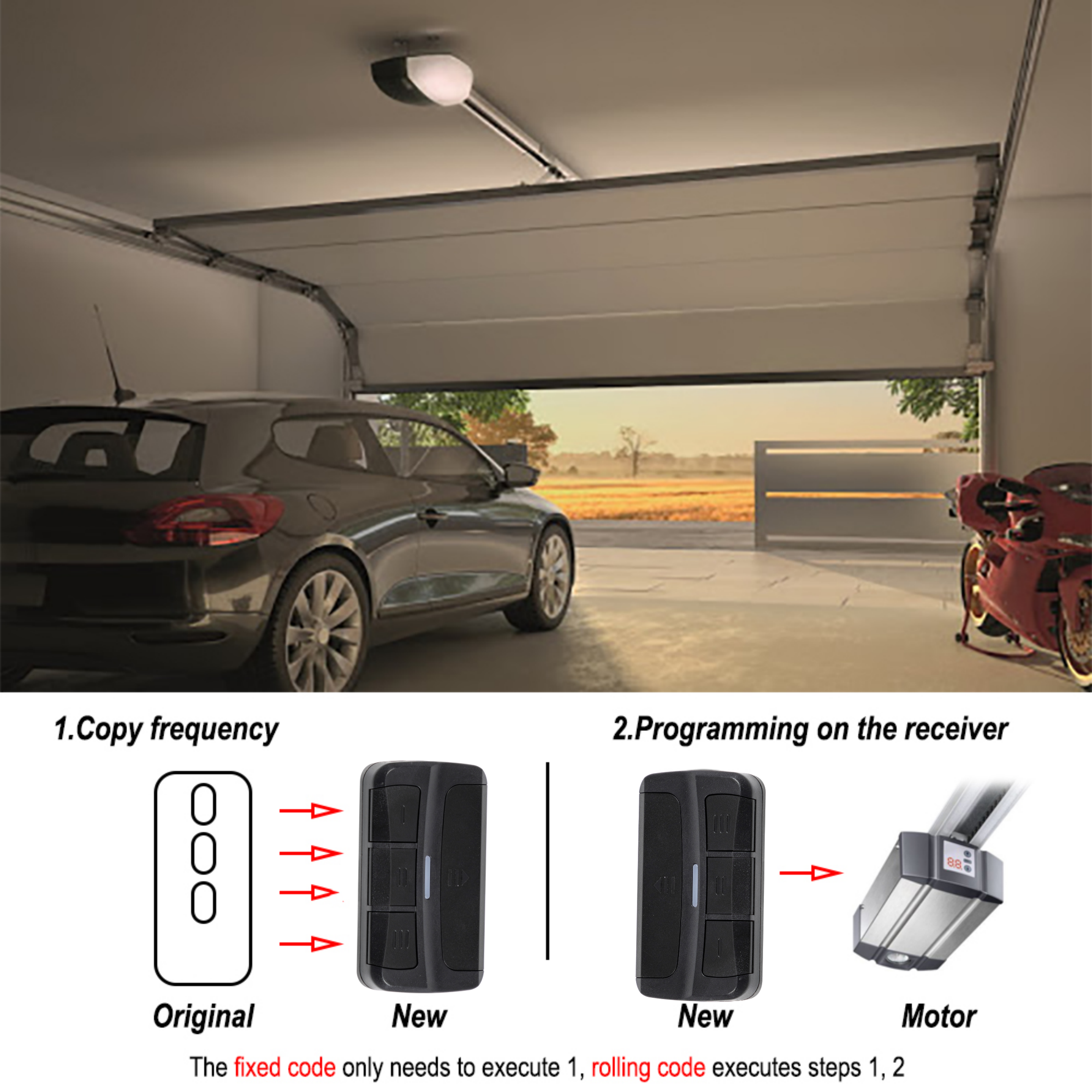 Kiểm soát nhà để xe phổ quát 286 đến 868 cho bộ điều khiển từ xa cửa nhà để xe với điều khiển từ xa với điều khiển từ xa tự sao