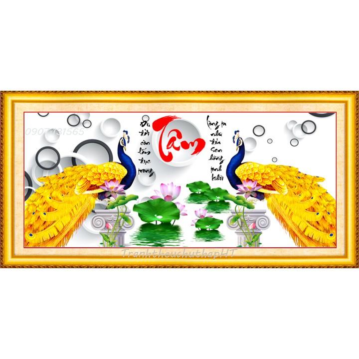 Tranh đính đá chữ tâm VS366 - tự đính