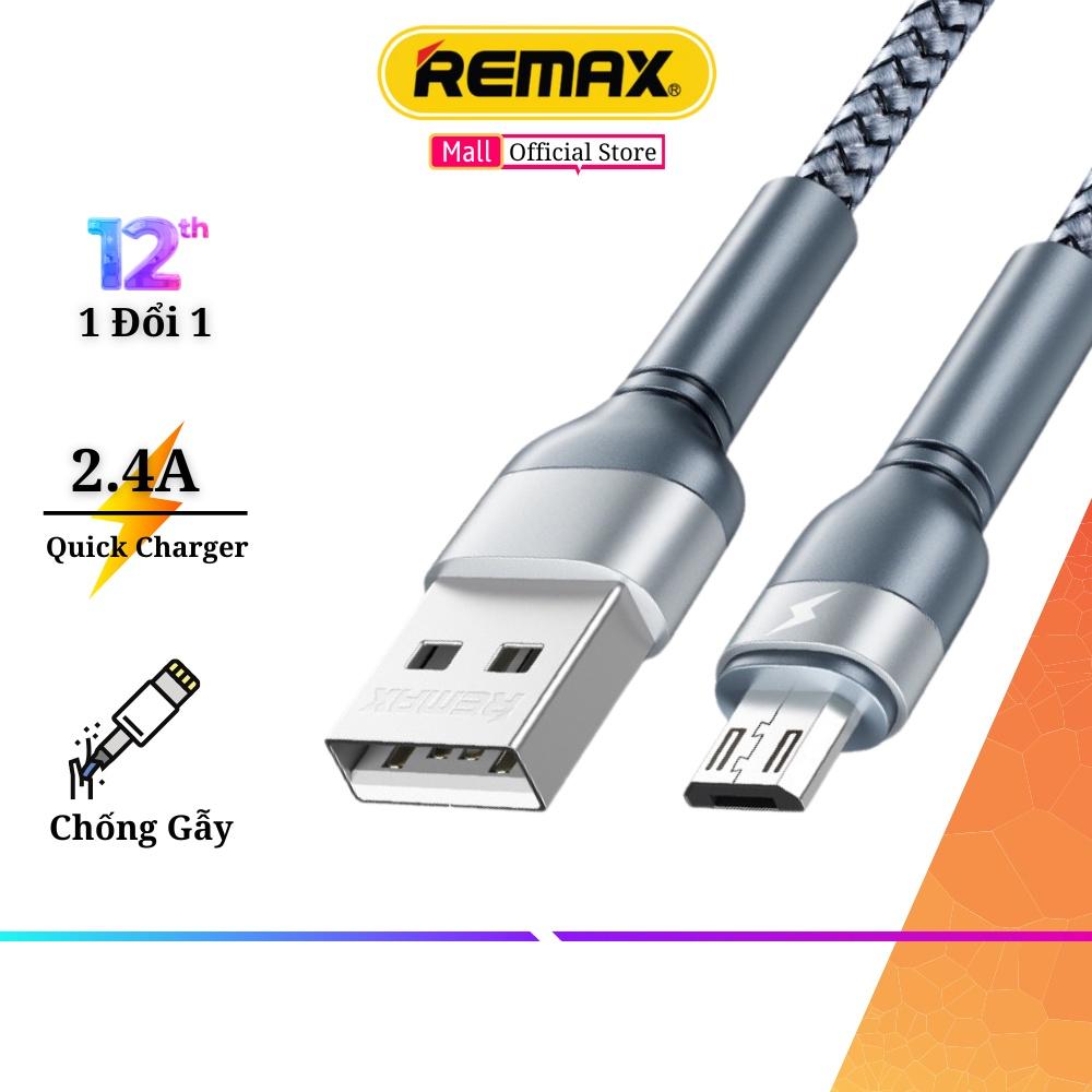 Cáp Sạc Nhanh Micro USB Chính Hãng Remax RC-124m Dòng Sạc Tối Đa 2.4A Truyền Dữ Liệu Dài 1M - Hàng Chính Hãng Remax