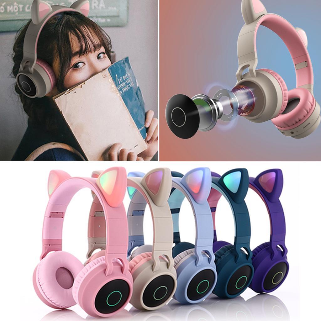Wireless Bluetooth Headset Over the Ear Headphone Microphone Pink