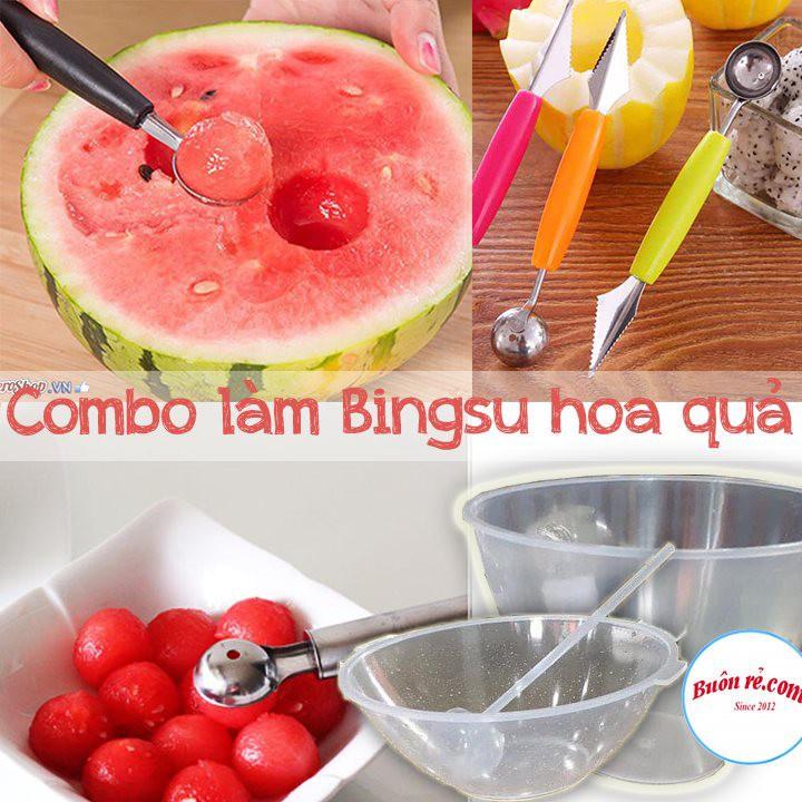 Bộ bát ướp lạnh trái cây Tặng kèm muỗng múc - Dụng cụ ướp lạnh hoa quả, trái cây
