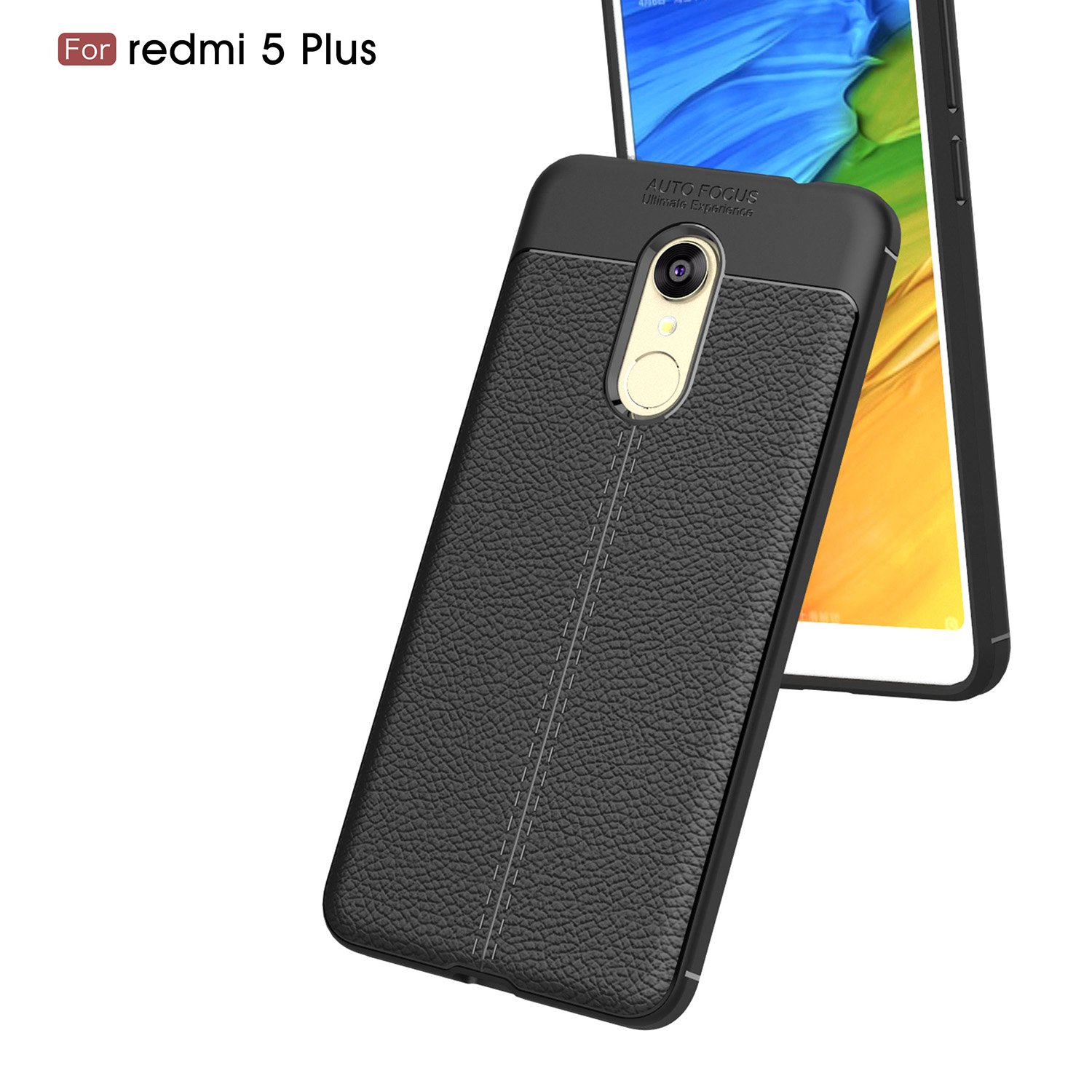 Ốp lưng Silicon Auto Focus giả da, chống sốc dành cho Xiaomi Redmi 5 Plus - Hàng Chính Hãng