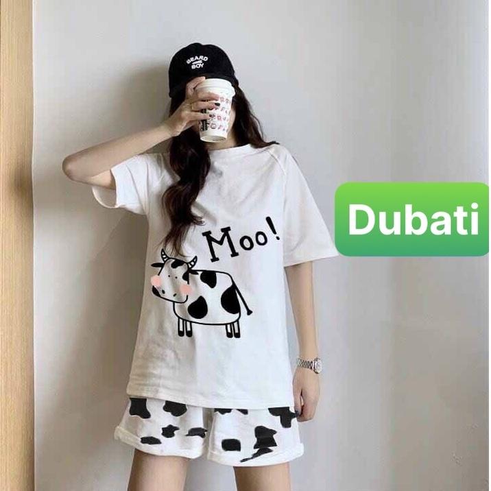 SÉT BỘ QUẦN LỬNG ĐỒ BỘ NAM NỮ UNISEX BÒ SỮA MOO HOẠT HÌNH CAO CẤP - FASHION