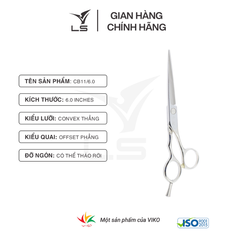 Kéo cắt tóc LS lưỡi thẳng quai offset phẳng đỡ ngón tháo rời CB11/6.0