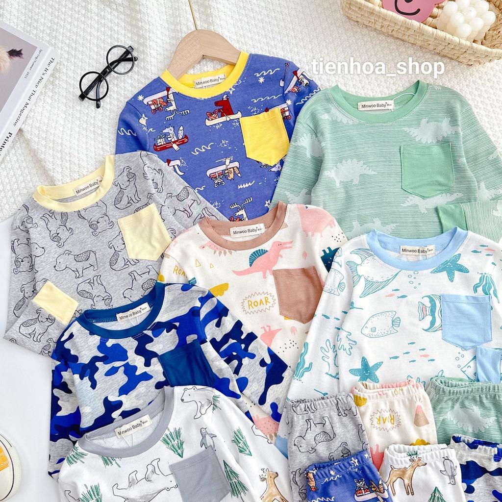 Bộ Dài Tay Có túi Cotton Bozip Xuất Xịn Siêu Mềm Mịn Mát Cho Bé Trai - Bảng 3 - HÀNG LOẠI 1