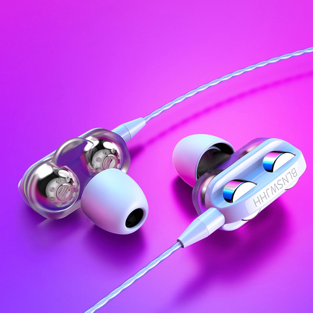 Dual Driver 3.5MM in-Ear Wired Earphones HiFi Stereo Bass Earbuds Headphones with Microphone for Phone Computer Headset