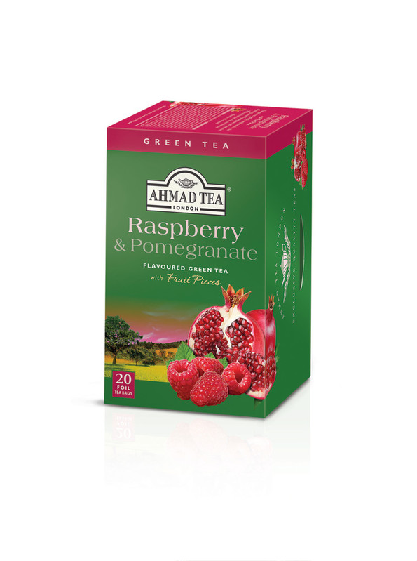 TRÀ XANH AHMAD ANH QUỐC - LỰU &amp; MÂM XÔI (40g) - Raspberry &amp; Pomegranate - Sự kết hợp hoàn hảo