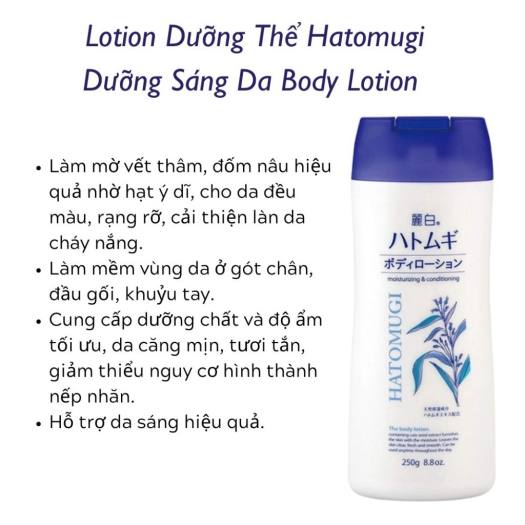 [REIHAKU HATOMUGI] Sữa Dưỡng Thể Làm Trắng Da, Mờ Thâm Và Cung Cấp Độ Ẩm Giúp Da Mềm Mịn Body Lotion (250g)