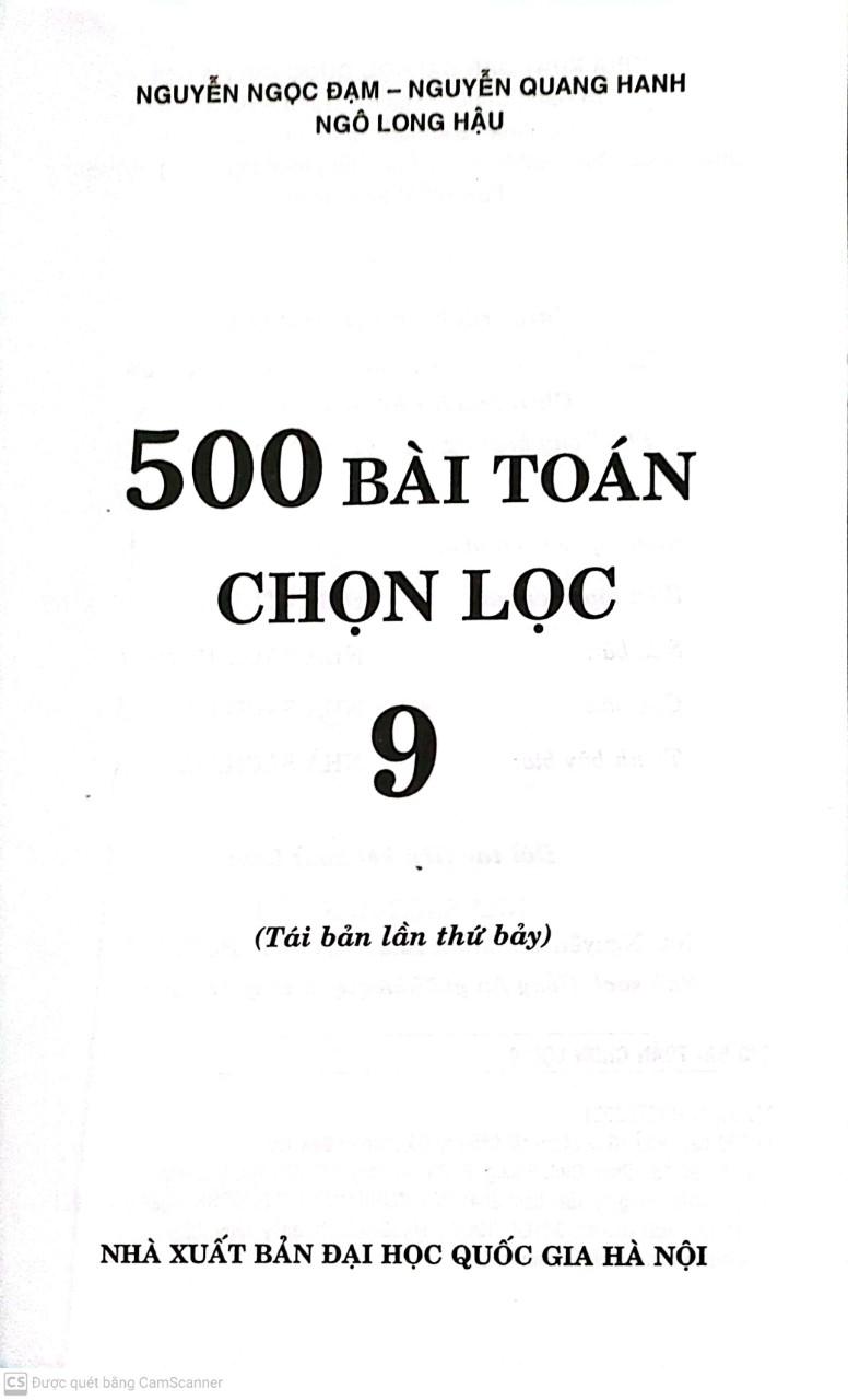 500 Bài Toán Chọn Lọc Lớp 9