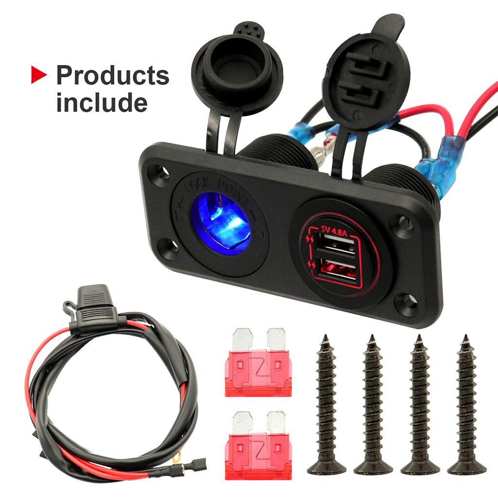 Car Marine Charger 12V/24V Waterproof Dual USB Fast Charger Socket Power Outlet